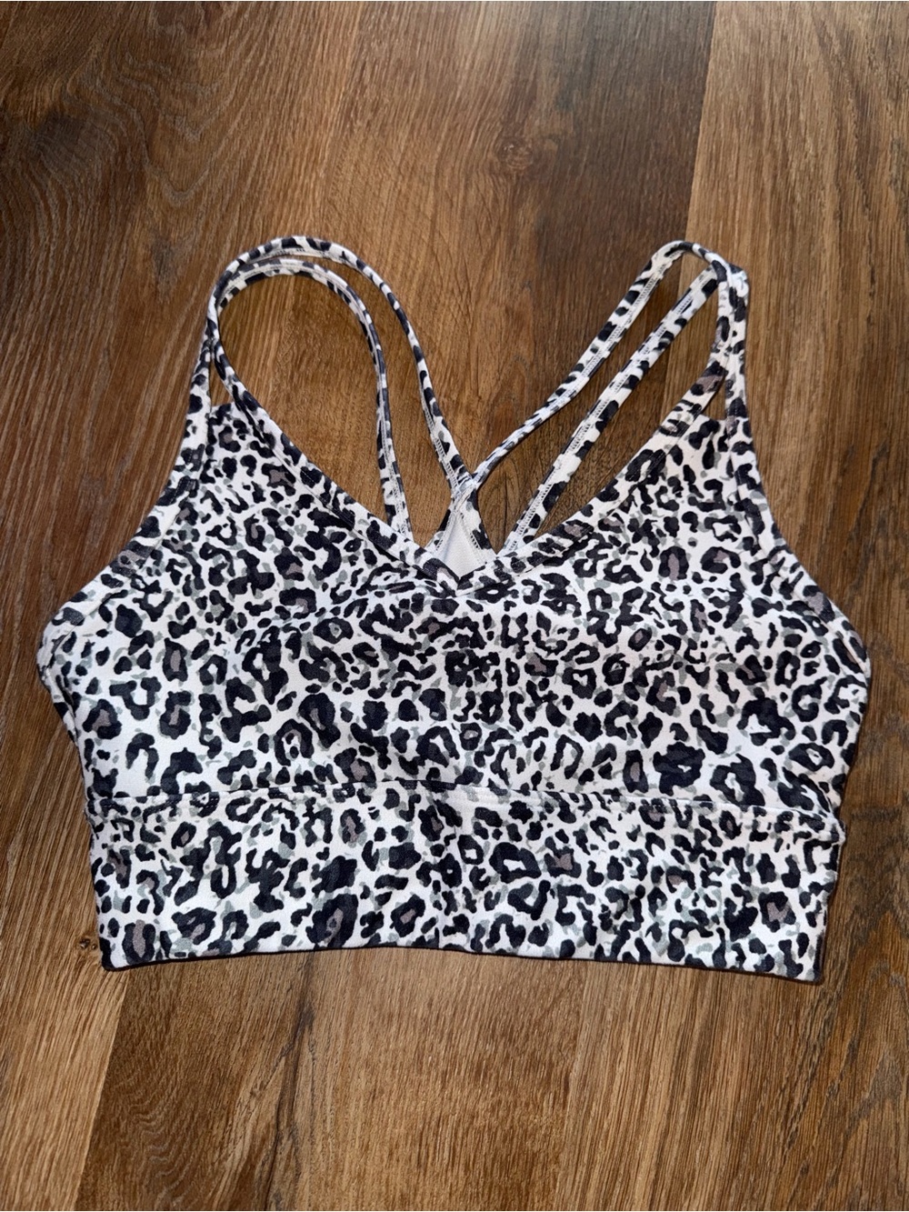 Balance Collection White and Black Leopard Print Sports Bra
